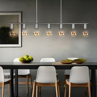 Etc-shop - Esstischlampe Höhenverstellbar Pendelleuchte Esstisch Wohnzimmerlampe hängend Modern, nickel-matt, 7x E27, LxBxH 110x8x150 cm von ETC-SHOP