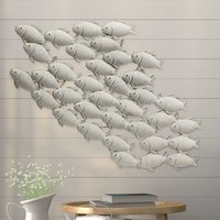Fisch Schwarm Wand Objekt Bild Eisen grau Wohn Zimmer Behang Dekoration 97 cm von ETC-SHOP