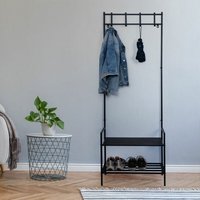 Etc-shop - Garderobe mit Schuhschrank schwarz Jackenständer Metall Dogstation Garderobe Leinenparkplatz Hund, 4x Kleiderhaken, Ablage mdf, Etc-shop - Garderobe mit Schuhschrank schwarz Jackenständer Metall Dogstation Garderobe Leinenparkplatz Hund, 4x Kleiderhaken, Ablage mdf, von ETC-SHOP