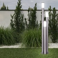 Gartenleuchte 170 cm Wegeleuchten Außen Edelstahl led Stehleuchte Außen groß, 3 silberne Säulen,3x 3Watt 3x 320lm warmweiß ,d 28 cm von ETC-SHOP