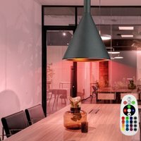 Hänge Leuchte Dimmer Fernbedienung alu Pendel Lampe schwarz gold im Set inkl. rgb led Leuchtmittel Hänge Leuchte Dimmer Fernbedienung alu Pendel Lampe schwarz gold im Set inkl. rgb led Leuchtmittel von ETC-SHOP