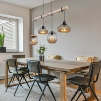 Etc-shop - Hängeleuchte Holzbalken Hängelampe Hanfseil Retro Holz Käfig-Design Esszimmerlampe hängend 4 Flammig, Kabel schwarz, 4x E27, LxBxH Etc-shop - Hängeleuchte Holzbalken Hängelampe Hanfseil Retro Holz Käfig-Design Esszimmerlampe hängend 4 Flammig, Kabel schwarz, 4x E27, LxBxH von ETC-SHOP