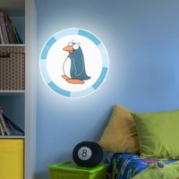 Kinderzimmer Deckenleuchte Pinguin Deckenlampe Kinder blau Kinderleuchte Wand Decke, Stahl Glas, 1x led 4W 320Lm warmweiß, d 25 cm von ETC-SHOP