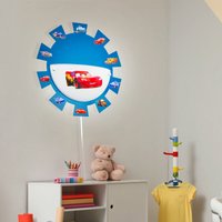 Kinderzimmerleuchte Spielzimmerlampe Wandleuchte Wandlampe Kinderleuchte, Cars Sticker Stahl Glas weiß blau, 1x E27 Fassung, DxH 35x8cm von ETC-SHOP