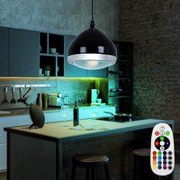 Etc-shop - Pendelleuchte Küchenlampe schwarz Hängelampe Wohnzimmer Esstischleuchte, Fernbedienung dimmbar Farbwechsler, Metall Glas, 1x rgb led 4,8W von ETC-SHOP