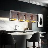 Pendelleuchte Metall 4 flammig Hängelampe Esstisch grau Pendellampe verstellbar, Höhe anpassbar, Orientalisch Dekorstanzungen, Textil silber gold von ETC-SHOP