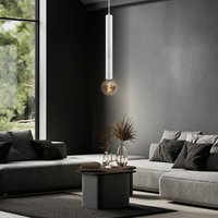 Pendelleuchte weiß Pendelleuchte einflammig Hängelampe design, Höhe anpassbar, Metall matt, 1x E27 Fassung, DxH 10x150cm von ETC-SHOP
