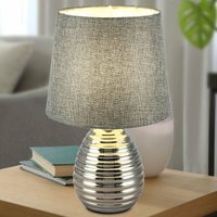 Etc-shop - Schreib Tisch Leuchte Textil grau Ess Zimmer Beleuchtung Chrom Lese Nacht-Licht Lampe von ETC-SHOP