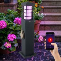 Smart led Außenleuchte dimmbar mit Fernbedienung Stehlampe Garten Edelstahl Steckdosen Sockelleuchte anthrazit, App- und Sprachsteuerung, rgb von ETC-SHOP