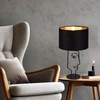 Etc-shop - Smart led Tischlampe Tischleuchte Nachttischlampe Leseleuchte Beistelllampe, schwarz Textil Gesicht-Design, dimmbar App Steuerung, 1x rgb von ETC-SHOP
