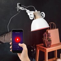 Smart led Wandlampe dimmbar Holz Wandstrahler beweglich Schlafzimmerleuchte Wandleuchte Industrial, App- und Sprachsteuerung, 10W 806lm von ETC-SHOP