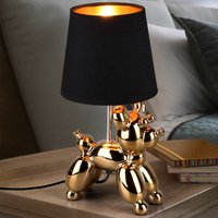 Etc-shop - Tischleuchte Keramik Gold Tischlampe Nachttischlampe im Hunde Design für Ihren Wohnraum, Metall, 1 Flammig 1x E14, BxH 17x33 cm von ETC-SHOP