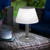 Tischleuchte Solarleuchte Außenlampe Terrassenleuchte Tischlampe Balkon, IP44 Spritzwasserfest Akku Zugschalter Edelstahl weiß, 10x led warmweiß, DxH von ETC-SHOP