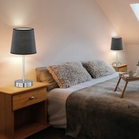 Etc-shop - Tischleuchten Wohnzimmer Nachttischlampe Leselampe Tischlampe schwarz, Textil, Metall nickel matt, 1x E14,DxH 14x32 cm, 2er Set von ETC-SHOP