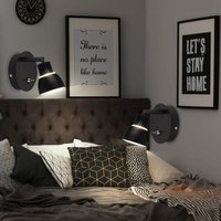 Etc-shop - Wandleuchte Wandlampe Designleuchte Spotstrahler schwarz verstellbar, Metall, 1x led 3 Watt 295Lumen warmweiß, DxH 9x10 cm, 2er Set von ETC-SHOP