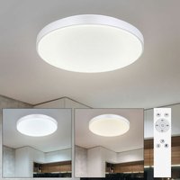 Etc-shop - led Deckenleuchte dimmbar Deckenleuchte Wohnzimmer Deckenlampe mit Fernbedienung, cct Nachtlicht Memoryfunktion, Metall silber weiß opal, von ETC-SHOP