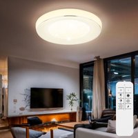 Led Deckenleuchte dimmbar mit Fernbedienung Deckenlampe led Wohnzimmer Kristall, Farbtemperatur verstellbar mit Nachtlicht, 1x 30W 1950lm 3000-6000K, von ETC-SHOP