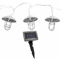 Etc-shop - led Solar Lichterkette Aussen Solarlampe Garten Dekoration Landhaus Stil, Akku Erdspieß, silber, 6x led warmweiß, DxL 6x200 cm von ETC-SHOP