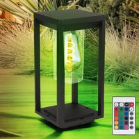 Garten Sockel Leuchte Fernbedienung schwarz Garten Deko Steh Außen Lampe dimmbar eckig im Set inkl. rgb led Leuchtmittel Garten Sockel Leuchte Fernbedienung schwarz Garten Deko Steh Außen Lampe dimmbar eckig im Set inkl. rgb led Leuchtmittel von ETC-SHOP