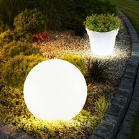 Etc-shop - Gartendeko Solarlampe Blumentopf beleuchtet warmweiß Kugellampe, Kunststoff weiß, 2er Set von ETC-SHOP