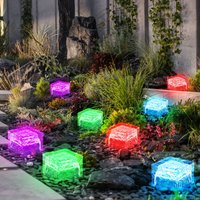 Gartendeko rgb led Solarlampe mit Farbwechsel Gartenlampe Dekoleuchte im Eiswürfel Design, LxH 7x5,4 cm, 8er Set von ETC-SHOP
