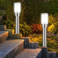 Gartenlampen Aussen silber Aussenlampe Stehleuchte Wegeleuchten Außen Modern, Edelstahl Metall weiß klar, IP54, 1x E27, DxH 12x50 cm, 2er Set Gartenlampen Aussen silber Aussenlampe Stehleuchte Wegeleuchten Außen Modern, Edelstahl Metall weiß klar, IP54, 1x E27, DxH 12x50 cm, 2er Set von ETC-SHOP