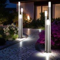 Gartenleuchte 170 cm Wegeleuchten Außen Edelstahl Stehleuchte Außen groß, 3 silberne Säulen, 3x E27,D 28 cm, 2er Set von ETC-SHOP