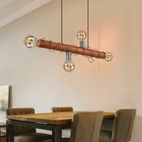 Etc-shop - Hängelampe 4 flammig Holzleuchte Wohnzimmerlampe Pendellampe, Metall grau Holz braun, 4x E27, LxH 70 x 120 cm von ETC-SHOP