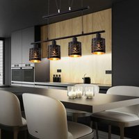 Hängelampe Esstisch Modern Pendelleuchte Höhenverstellbar Esstischlampe Höhenverstellbar, 4 Flammig schwarz gold, 4x E14, LxH 70 x 100-180 cm von ETC-SHOP