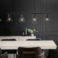 Etc-shop - Hängelampe Esszimmertisch Lampe Wohnzimmer Industrial Hängeleuchte schwarz Metall 4 flammig, 4x E14, LxBxH 75x13x150 cm von ETC-SHOP