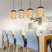 Hängelampe Pendelleuchte Esstischleuchte Deckenlampe Wohnzimmerlampe Esszimmerlampe, Metall schwarz MDF braun, 4 Flammig E27, L 90 cm Hängelampe Pendelleuchte Esstischleuchte Deckenlampe Wohnzimmerlampe Esszimmerlampe, Metall schwarz MDF braun, 4 Flammig E27, L 90 cm von ETC-SHOP