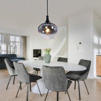 Hängeleuchte Esszimmer Pendelleuchte Wohnzimmer Esstischleuchte rauch Glasschirm, Metall schwarz, 1x E27, DxH 24x120 cm von ETC-SHOP