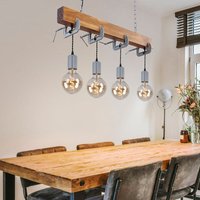Hängeleuchte Holz Esstisch Lampe Küche hängend Retro Deckenleuchte Vintage Pendelleuchte 4 flammig, Schraubzwinge Metall verzinkt, E27, LxH 85 x 120 von ETC-SHOP