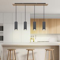 Hängeleuchte Pendelleuchte Esszimmerlampe graphit Holzoptik 4-flammig Deckenleuchte hängend, Metall, 4x GU10 Fassungen, LxBxH 65x6x120 cm Hängeleuchte Pendelleuchte Esszimmerlampe graphit Holzoptik 4-flammig Deckenleuchte hängend, Metall, 4x GU10 Fassungen, LxBxH 65x6x120 cm von ETC-SHOP