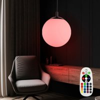 Hängeleuchte Pendelleuchte Hängelampe Esszimmerleuchte, Fernbedienung dimmbar Memory, Metall Glas Nickel matt opal, 1x RGB LED 8,5W 806Lm warmweiß, von ETC-SHOP