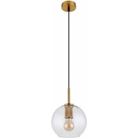 Hängeleuchte messing Retro Kugelleuchte Glas klar Esszimmerlampe hängend Kugel, Metall, 1x E27 Fassung, DxH 20x120 cm von ETC-SHOP