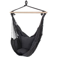 Gartensessel hängend Außen Hängesitz anthrazit grau Außensessel Hängesessel mit zwei Kissen, Breite x Höhe x Tiefe 90 x 120 x 60 cm von ETC-SHOP