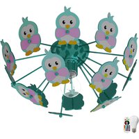 Kinder Zimmer Decken Lampe Fernbedienung Eulen Tier Leuchte im Set inklusive rgb led Leuchtmittel von ETC-SHOP