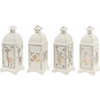 Kleine Laterne Batterie Laterne Weihnachten Weihnachtslampe Innen Weihnachtslaterne in weiß Shabby Chic, 1x Stern 1x Tanne 1x Rentier 1x Engel, 1x von ETC-SHOP