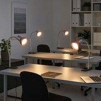 Klemmlampe silber LED mit Stecker Tischleuchte Leselampe Spot beweglich, titanfarben Glas rot, 1x LED 3W 250Lm 3000K, HxLxB 34x9x6,1 cm, 4er Set von ETC-SHOP