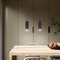 Lampe skandinavisch Hängeleuchte Hängelampen Wohnbereich Modern Pendelleuchte einflammig, Metall schwarz mdf Holzoptik, 1x GU10 Fassung, LxBxH von ETC-SHOP
