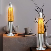 Lavalampe Glitzer Tischleuchte Glitzer Dekoleuchte Glitzer Kinderzimmer, Aluminium silber, 1x E14, DxH 10,8x42,5 cm, 2er Set von ETC-SHOP