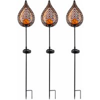 Led Solar Außen Stecklampe Flammeneffekt Solarleuchte Gartendeko Glas Kugel Erdspieß, Gold, 1x led, l x x H16 x 7 x 90 cm, 3x von ETC-SHOP