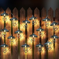 Led Solar Lichterkette Aussen Solarlampe Garten Dekoration Landhaus Stil, Akku Erdspieß, silber, 20x led warmweiß, DxL 6x200 cm von ETC-SHOP