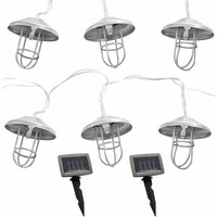 Led Solar Lichterkette Aussen Solarlampe Garten Dekoration Landhaus Stil, Akku Erdspieß, silber, 6x led warmweiß, DxL 6x200 cm, 2er Set von ETC-SHOP