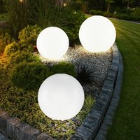 Led Solarleuchten Stecklampe Erdspieß Akku Gartendeko Außenleuchten Kugel , Kunststoff silber, led warmweiß, d 25, 20, 15 cm, 3er Set von ETC-SHOP