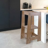 Lernturm Küchenhelfer für Kinder Holz Kinderschemel Tritthocker 3 Stufen höhenverstellbar, leicht zu reinigen, stabil, LxBxH 32x42x80 cm von ETC-SHOP