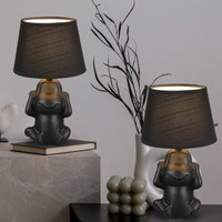 Nachttischleuchte Affe Tischlampe Keramik schwarz Beistellleuchte Affe Stoffschirm, Schnurschalter, 1x E14 Fassung, DxH 17x27 cm, 2er Set Nachttischleuchte Affe Tischlampe Keramik schwarz Beistellleuchte Affe Stoffschirm, Schnurschalter, 1x E14 Fassung, DxH 17x27 cm, 2er Set von ETC-SHOP