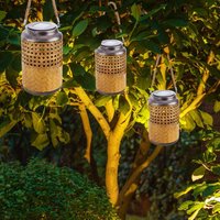 Outdoorleuchte Solar Laterne Außen Boho Deko Solarleuchte Solarlaternen für Außen Garten, hängend stehend, led, DxH 12 x 16 cm, 3er Set von ETC-SHOP