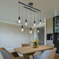 Pendel Leuchte Balken Wohn Ess Zimmer Beleuchtung Käfig Hänge Decken Lampe schwarz-matt höhen verstellbar von ETC-SHOP